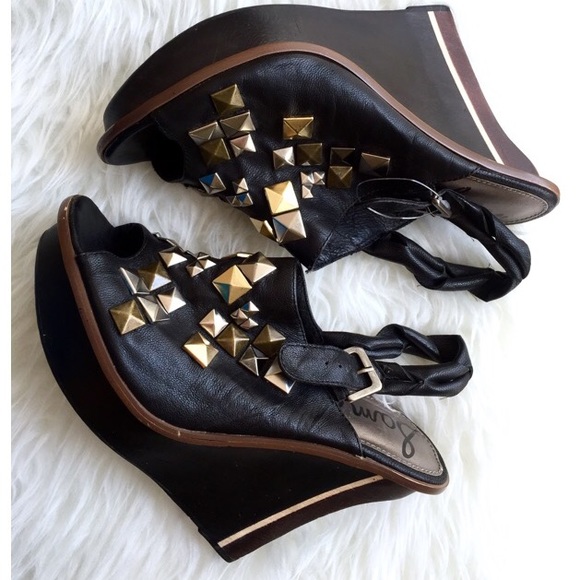 Sam Edelman Wooden Studded Wedges