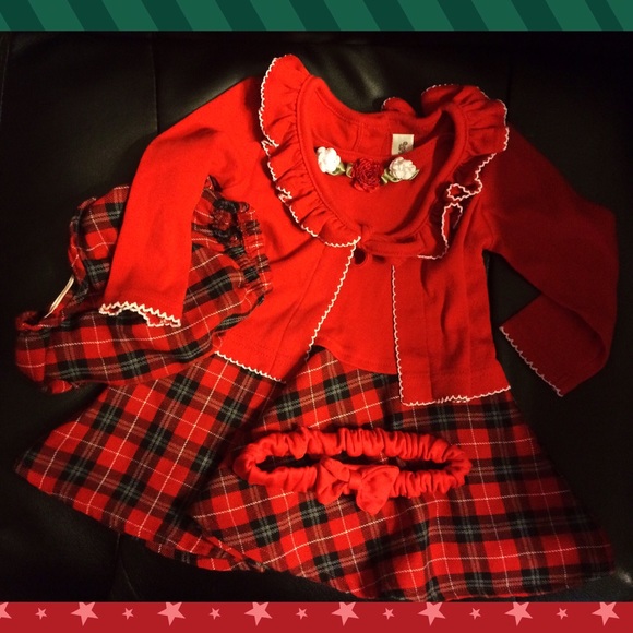🛍BOGO50🛍 Baby Girl 12 Months 3 Piece Dress Set