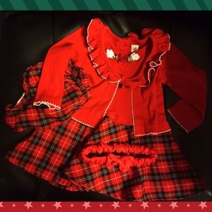 🛍BOGO50🛍 Baby Girl 12 Months 3 Piece Dress Set