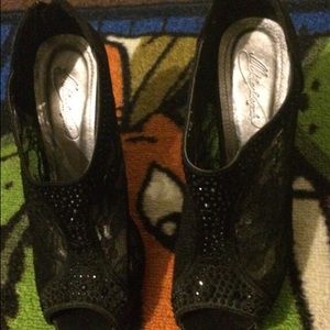 Black lace high heels