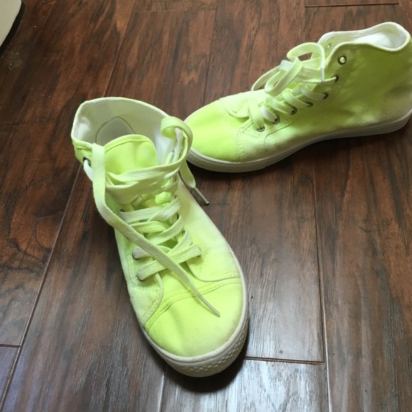 Neon Yellow and white ombré sneakers