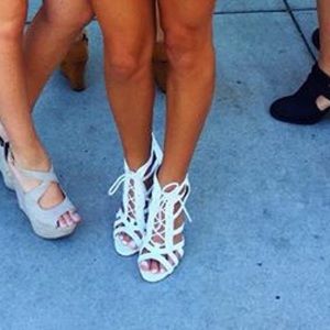 Charlotte Russe white lace up caged heeled sandal