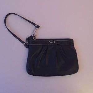 Black leather Coach wristlet