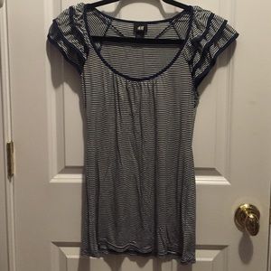 Navy and White Striped Blouse