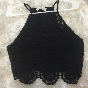 Flattering black lace crop