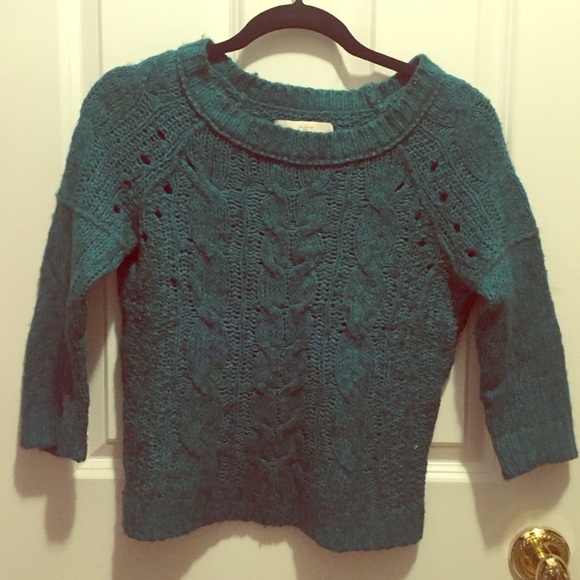 LOFT Teal/Green 3/4 Length Knit Sweater