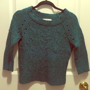 LOFT Teal/Green 3/4 Length Knit Sweater