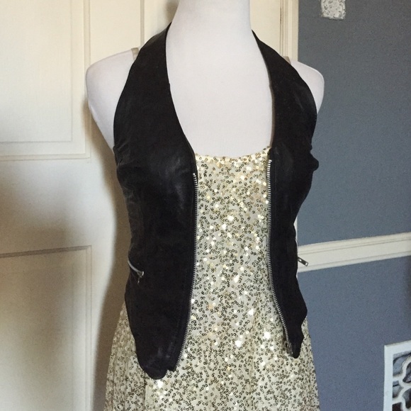 Leather halter vest