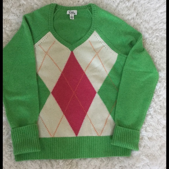 Lilly Pulitzer cashmere Argyle Sweater, Size XL