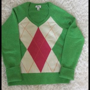 Lilly Pulitzer cashmere Argyle Sweater, Size XL