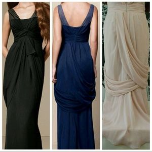 Vera Wang "White" V Neck Sleeveless Chiffon Column