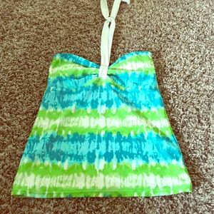 Blue and Green Tankini Top