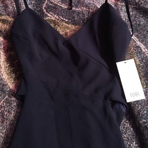 Open back navy dress from Tobi
