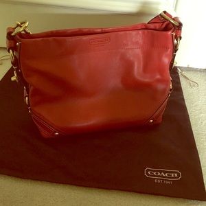 Coach Red Leather Shoulder Bag