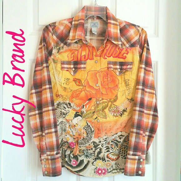 Lucky Brand Fuji Rose Corduroy Western Shirt