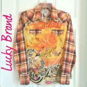 Lucky Brand Fuji Rose Corduroy Western Shirt