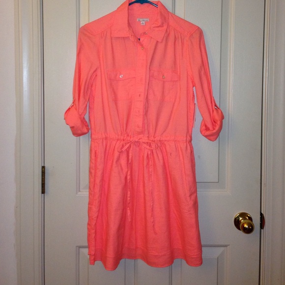 GAP Dresses & Skirts - NWT XS GAP Neon Orange Shirtdress