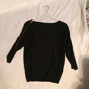 Black sweater with zipper on one sleeve
