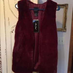 Burgundy fur vest