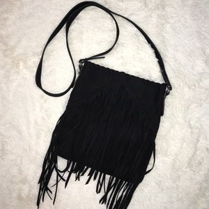 NWOT- Black Suede Fringe Purse