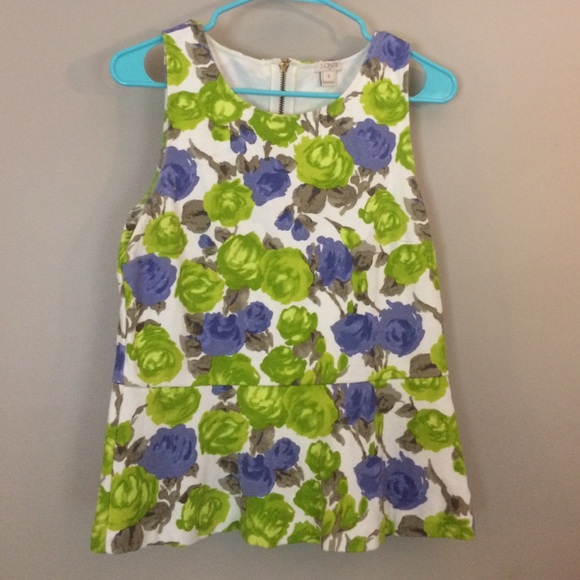 J crew floral peplum tank