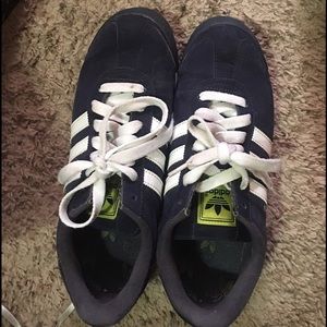 Blue and white adidas