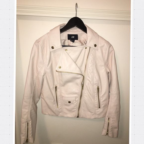 imitation leather cream-colored jacket
