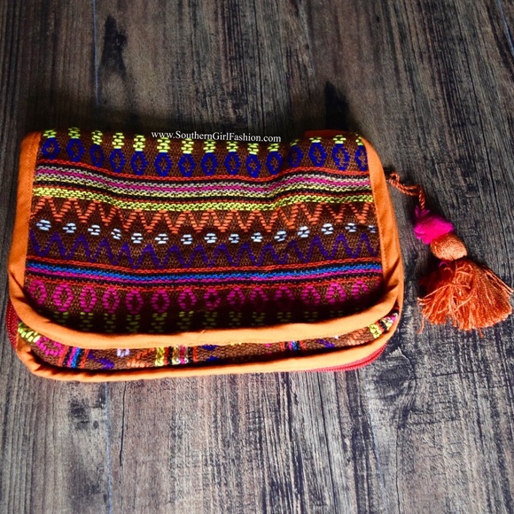 ETHNIC BAG Embroidered Bohemian Makeup Tote Travel - Picture 2 of 4