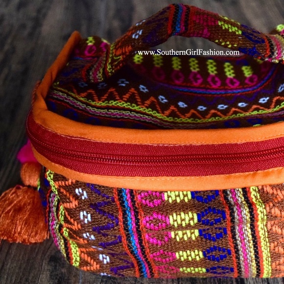 ETHNIC BAG Embroidered Bohemian Makeup Tote Travel - Picture 4 of 4