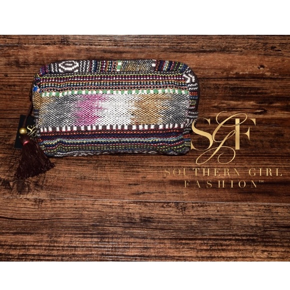 NATIVE BAG Patchwork Makeup Purse Accessory Clutch - Picture 2 of 4