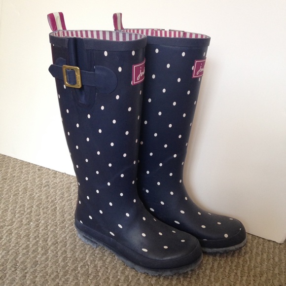 Joules Navy Polka Dot Rainboots