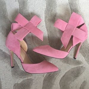 🎀Pink Bow Ankle Strap D'Orsay Heels 🎀
