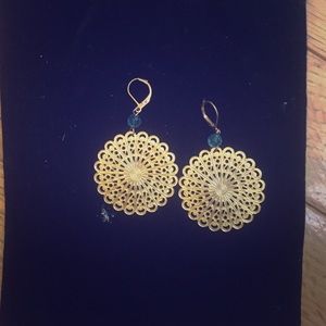 Gold earrings with Blue stone