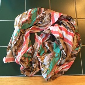 Italian cotton silk blend equestrian print scarf