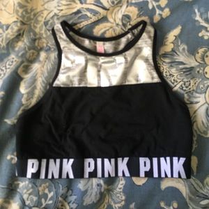 Pink Branch Black and Silver Sports Bra