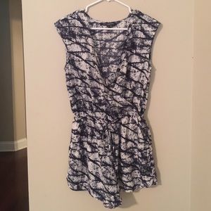 Navy and white shorts romper