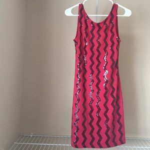 Red Zigzag Sequin Dress