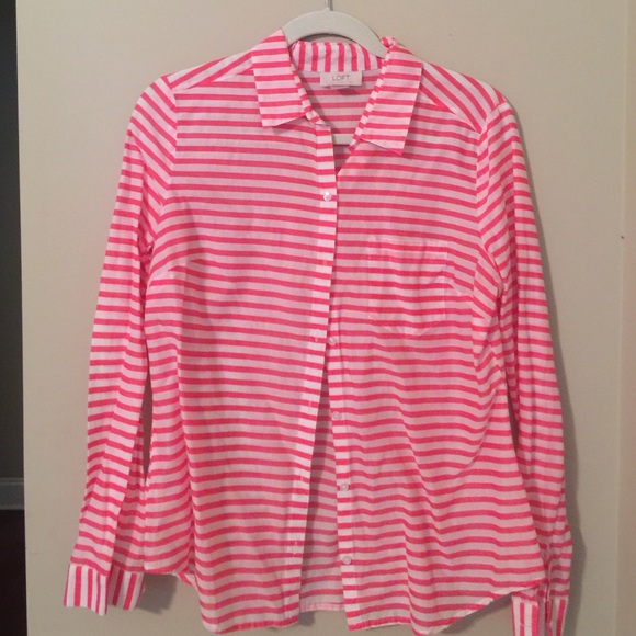 Pinks and white striped button down