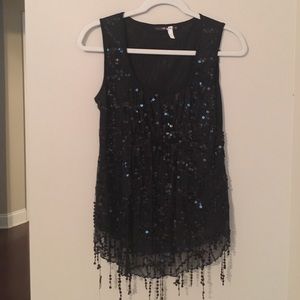 Black sequined top