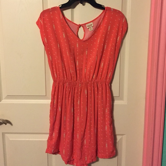 Pink and cream dress.