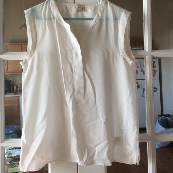 J crew ivory sleeveless blouse