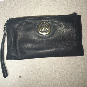 Michael Kors Black Leather Wallet Clutch