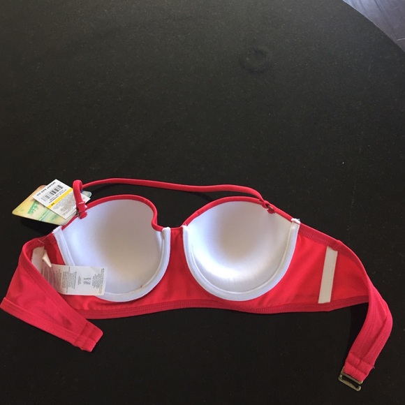 Hobie red embroidered bandeau bikini top - Picture 2 of 3