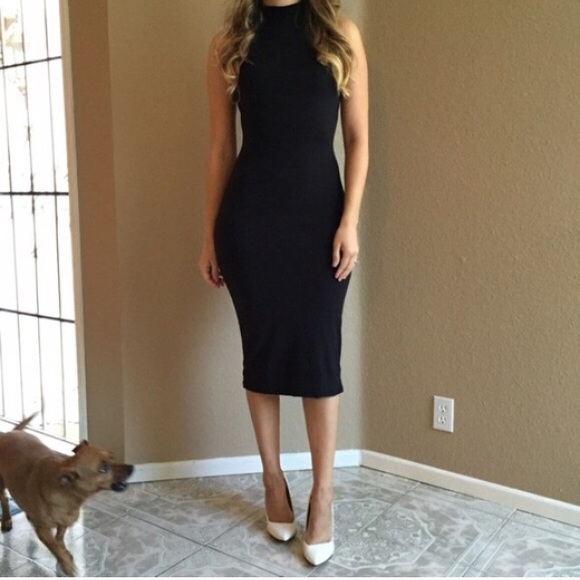 •LAST 1• Black High Neck Midi Dress - Picture 4 of 4