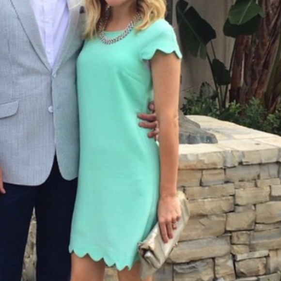 SOLD Mint green scalloped hem dress