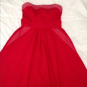 Red strapless sundress