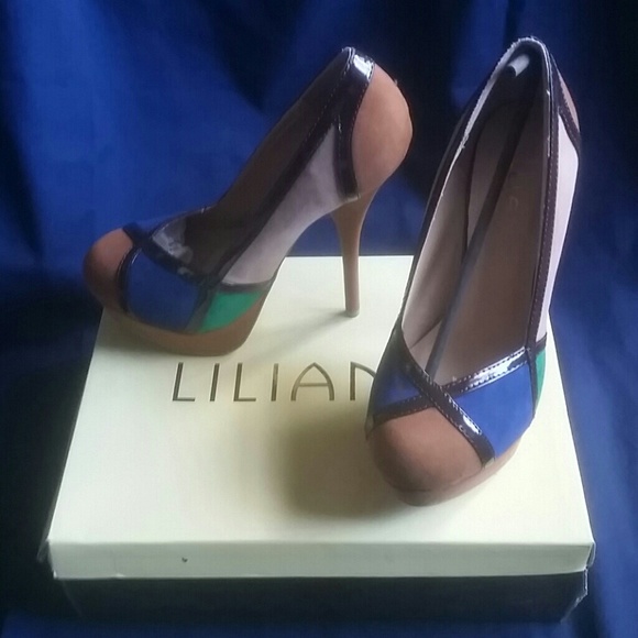 Liliana Shoes - Liliana Mixed Media Colorblock Platform Stilleto