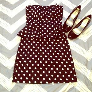 Cotton Polka Dot Dress with Peplum