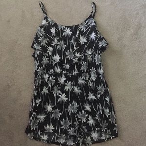 Black and white Palm tree romper