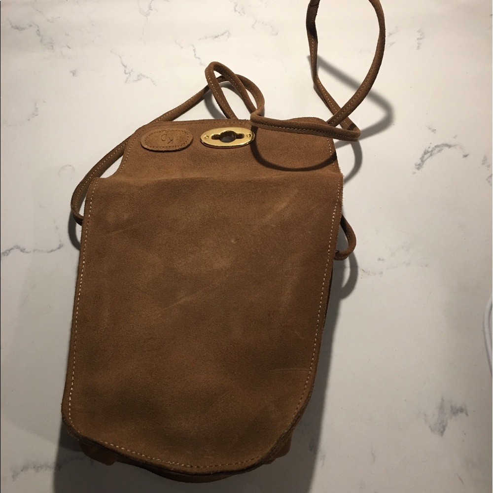 Vintage festival suede leather crossbody bag pouch - Picture 7 of 8